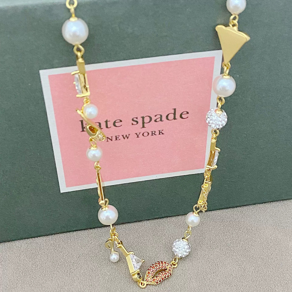 Kate SPADE Diamond Red Lip Bag Wine Glass Pizza Pearl Multi Pendant Metal